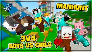 Siro MANHUNT 3 vs 4 Cùng Hội Chị Em Trong Làng Hero Team Minecraft