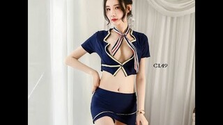 [BISA COD] LINGERIE SEXY KOSTUM PRAMUGARI COSPLAY KOSTUM FLIGHT ATTENDANT NAVY CL49