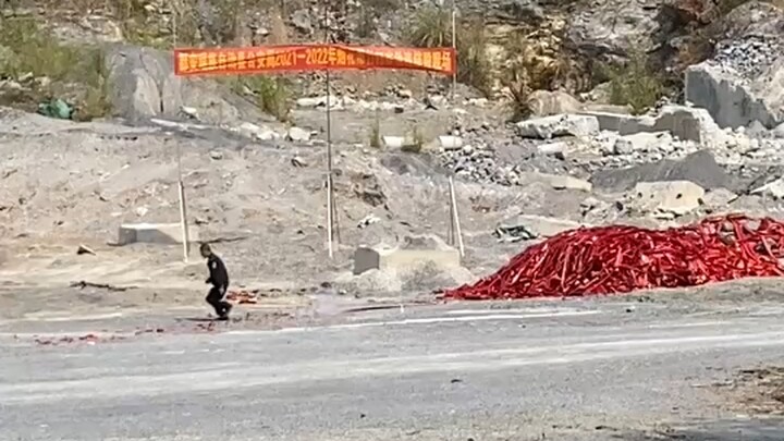 The scene of the destruction of illegal guns