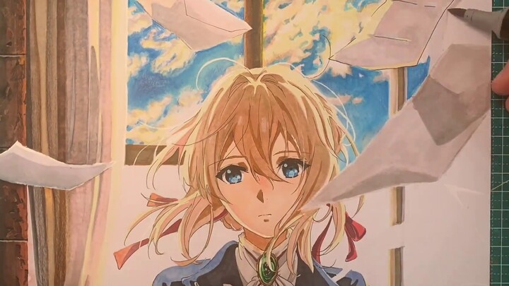 [Violet Evergarden] Vẽ tay màu tím, bút đánh dấu dễ thương và hói đầu