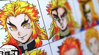 How can you draw Rengoku Kyojuro using 12 anime styles?