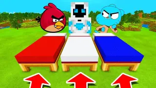 Minecraft PE : DO NOT CHOOSE THE WRONG BED! (Angry Birds, Entity 505 & Gumball)