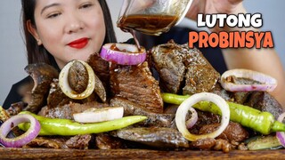 LUTONG PROBINSYA | BISTEK TAGALOG NA MAY ATAY AT TALONG MUKBANG