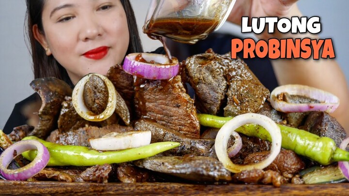 LUTONG PROBINSYA | BISTEK TAGALOG NA MAY ATAY AT TALONG MUKBANG