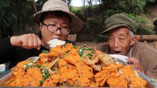 Countryside Recipe & Mukbang | Fish Roe with Sichuan Pickled Cowpea