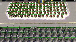 In "Warcraft 3", can 100 militiamen with six kinds of auras defeat units of various races with twice