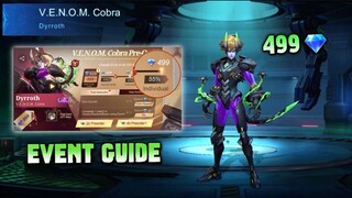 VENOM COBRA PRESALE EVENT GUIDE | HOW TO GET MAX DISCOUNT FOR DYRROTH COBRA VENOM SKIN? - MLBB