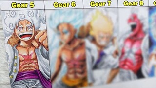 Drawing Luffy in Gear 5, 6, 7, 8, 9 | One Piece | ワンピース