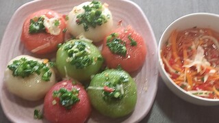 cánh làm bánh ít trần mặm từ củ mì .món chay