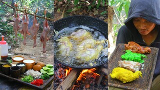 Cooking Quails 4 Colors Eating with Chili Sauce So Delicious - fried crispy Quails BBQ