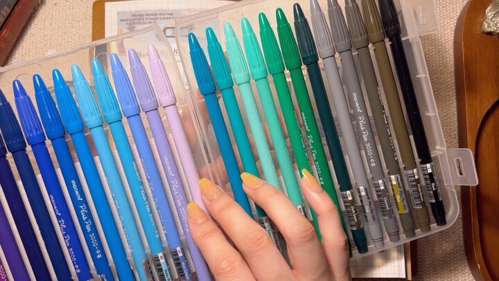 Korean bullet journal blogger quietly immerses in decorating a diary in the early morning