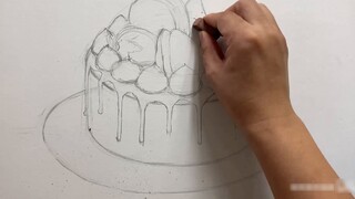 How to draw a cake: Learn to draw a cake in three minutes, how to draw a chocolate birthday cake｜Cho