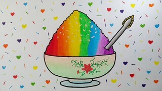 Menggambar es pelangi || Cara menggambar dan mewarnai es krim
