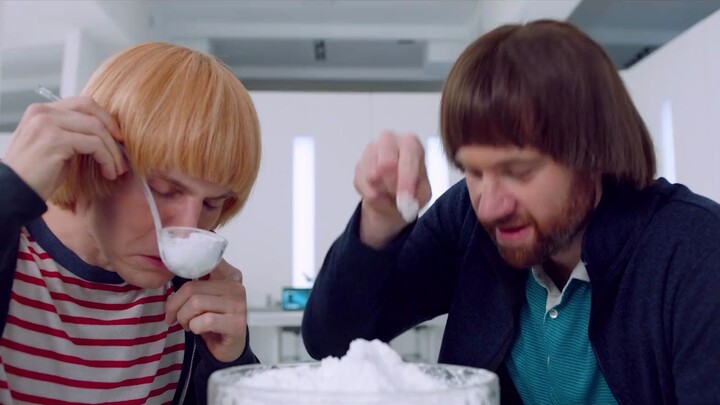 A woman is engulfed in flames, yet she becomes happier the more she burns.