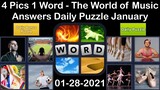 4 Pics 1 Word - The World of Music - 28 January 2021 - Answer Daily Puzzle + Daily Bonus Puzzle