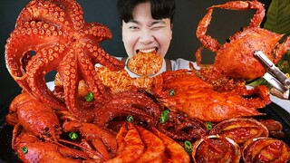 ASMR MUKBANG 대왕 가리비, 문어, 새우, 전복 등 다양한 해물을 넣은 해물찜 밥도둑 먹방 SEAFOOD STEAMED OCTORPUS EATING SHOW Hải sản