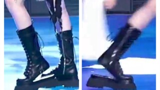 柳智敏鞋子直拍，从一开始鞋底就开胶断裂，但还是很好的完成舞台