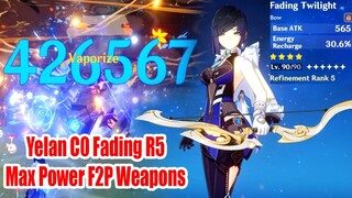 Yelan C0 Fading Twilight R5 Max Power F2P Weapons Showcase - Realms of Guile and War Part 3