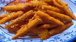 Bắp non chiên bột. Món chay dể làm