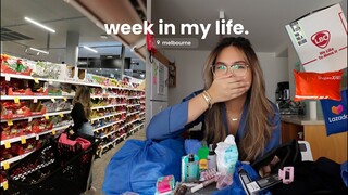 VLOG— surprise philippines care package, *free* grocery haul, studying in the city
