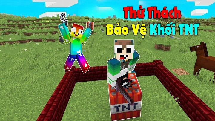 MINECRAFT THỬ THÁCH bảo vệ khối TNT...