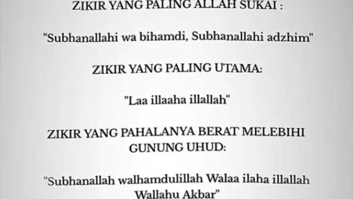 dzikir yg harus di ketahui ✨🤗
