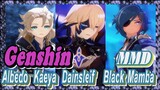 [Genshin  MMD]  Albedo  Kaeya  Dainsleif  [Black Mamba]