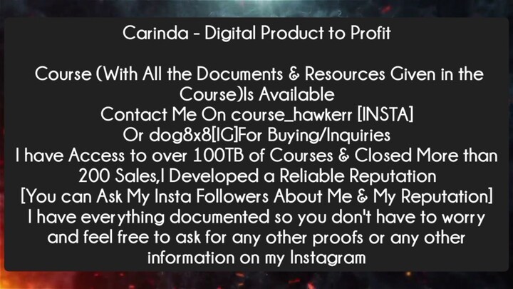 Carinda - Digital Product to Profit  Course Download