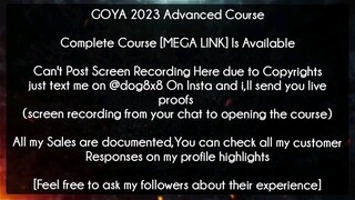 GOYA 2023 Advanced Course Download | GOYA 2023 Course