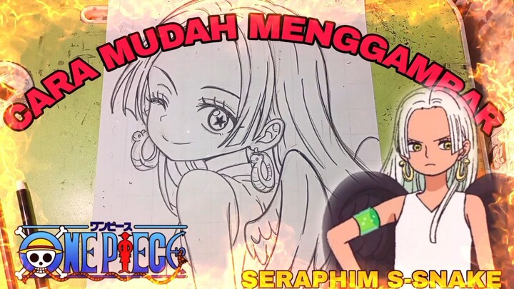 cara mudah menggambar anime one piece,seraphim s-snake boa Hancock