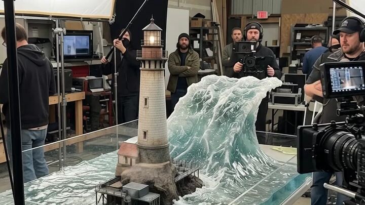 Surviving the Ultimate Wave 🌊🏠Watch an incredible behind-the-scenes look at cinema magic!