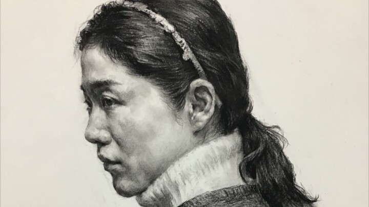 ขั้นตอนการวาดหัวศพสเก็ตซ์ ภาพด้านข้างของหญิงสาว