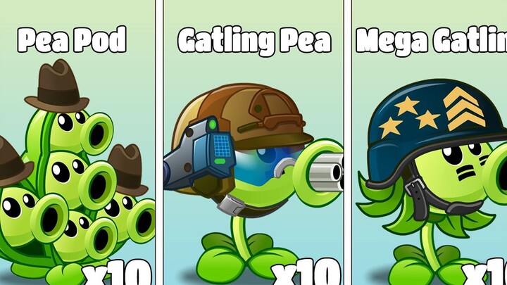 PvZ 2 Challenge – 10x Each Pea Shooter and Other Plants; Battle Level-20 Transporting Lost Giant Zom