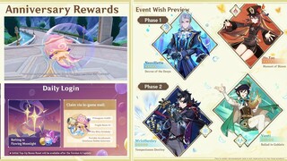 OFFICIAL ANNIVERSARY REWARDS AND 4.1 BANNERS - Genshin Impact