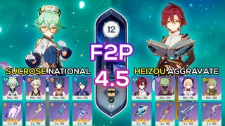 [F2P] Sucrose National & Heizou Aggravate | Spiral Abyss 4.5 | Genshin Impact