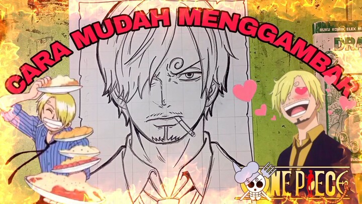 cara yg sangat mudah menggambar anime one piece, sanji
