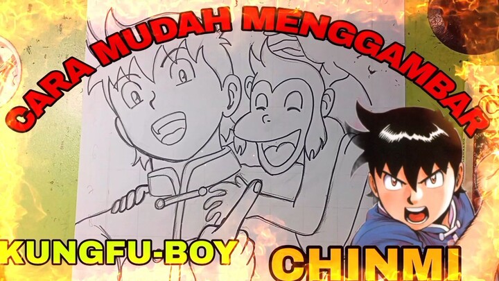cara mudah menggambar anime kungfu boy, chinmi