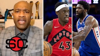 ESPN SC| Vince Carter reacts to Pascal Siakam outduels Joel Embiid as Raptors dominate Sixers 103-88