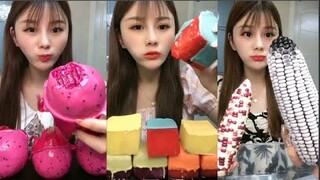 ASMR Thánh Ăn Đá Ăn Đá Lạnh Màu Sắc Hình Dạng Bất Thường Thú Vị - ASMR Ice Crunchy Eating sound#140