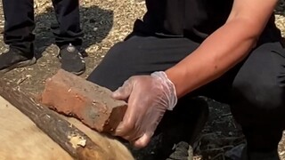 The cow's arm was dislocated, and my dad treated it with bricks and his feet!