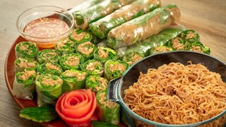 Làm Bì Cơm Tấm Sườn Nướng rồi cuốn kiểu này ăn xong ghiền luôn | Pork Skin Spring Rolls