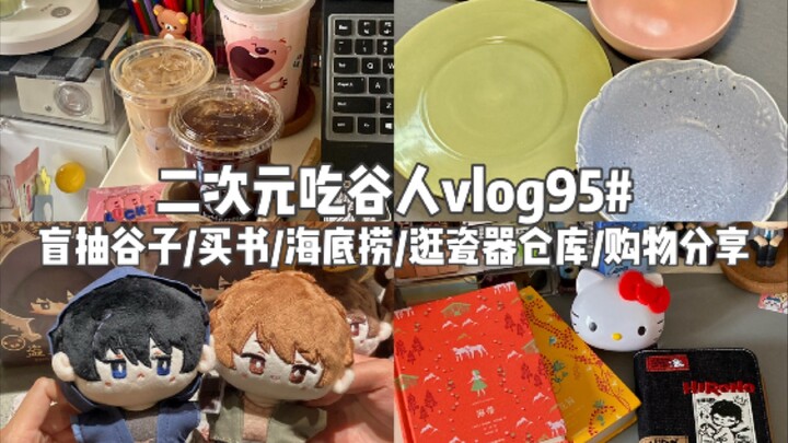 二次元吃谷人vlog#买书/小野护照夹/海底捞/盲抽谷子/逛瓷器仓库/购物分享
