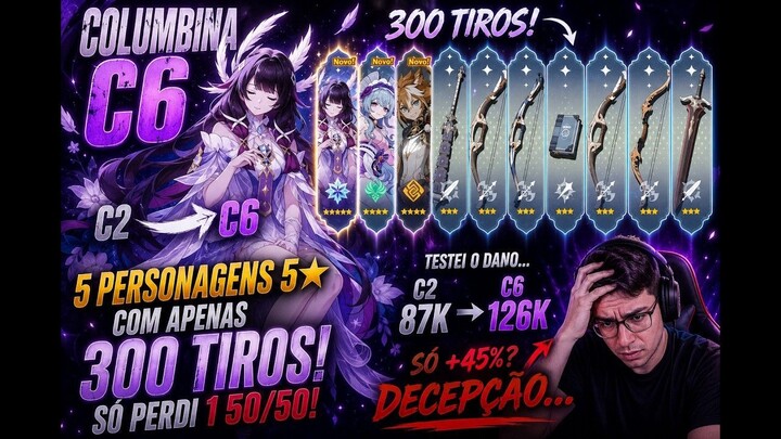 PEGUEI 5 PERSONAGENS 5★ EM 300 TIROS… E AINDA FIQUEI DECEPCIONADO 🤡 _ COLUMBINA