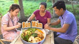 CÔ BA MIỀN TÂY ✅ BÚN MẮM TÔM MỰC ĐÃI CHÁU GÁI Ở XA VỀ