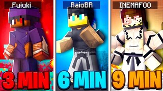 A CADA 3 MINUTOS com OS MAIS FORTES de JUJUTSU KAISEN no MINECRAFT !! ‹ Ine ›