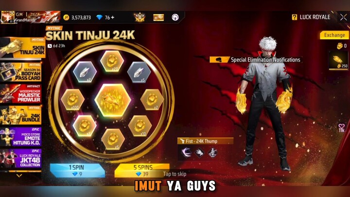 Spin Fist skin 24k free fire