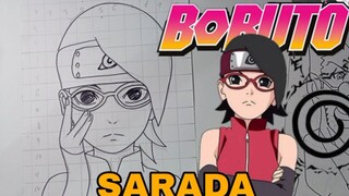 menggambar anime boruto karakter sarada