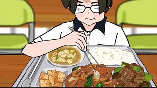 学校食堂吃播动画来啦，韩式大酱汤、橡子粉、辣椒炒肉、泡菜萝卜!