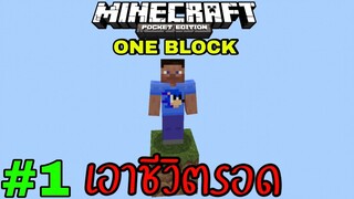 จะเกิดอะไรขึ้น!!ถ้าเอาชีวิตรอดใน1บล็อก #ตอนที่1 Minecraft pe One Block