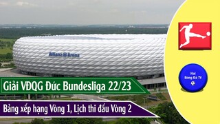 LỊCH THI ĐẤU VÒNG 2, BẢNG XẾP HẠNG GIẢI VĐQG ĐỨC BUNDESLIGA 22/23
